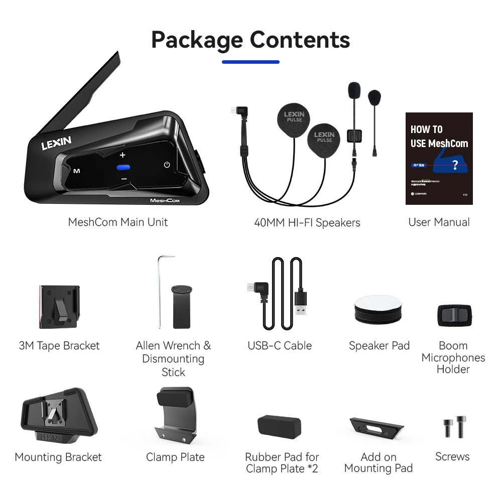 LEXIN-MeshCom Motorcycle MESH& Bluetooth Headset Intercom - Image 8