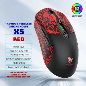 T-WOLF Tri Mode Gaming Mouse Wireless RGB Backlit